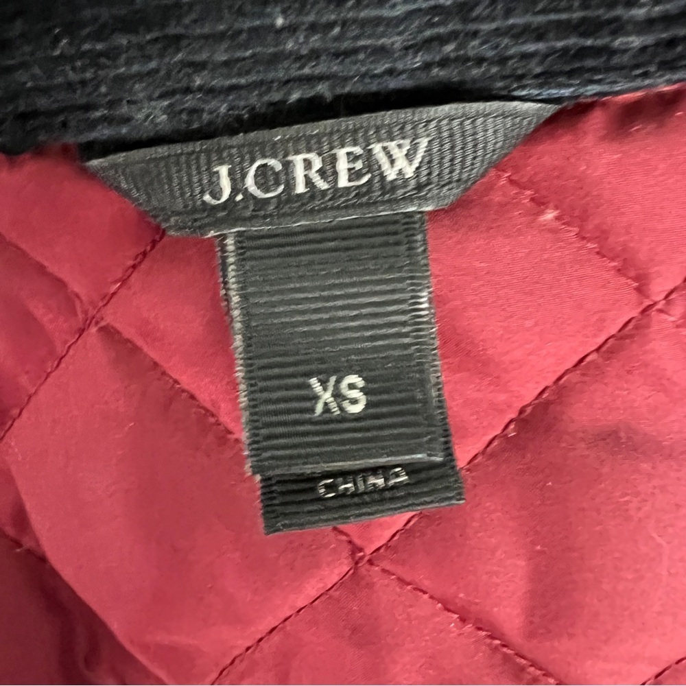 J.Crew Quilted Down-Filled Jacket Burgundy Corduroy Collar Women’s Size XS - Picture 12 of 13